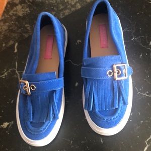 ISAAC MIZRAHI blue suede shoes 6.5